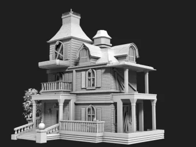 Halloween Haunted House Low-poly 3D model