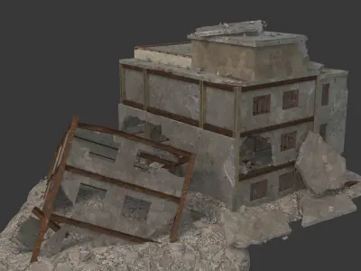 destroyed building  Low-poly 3D model