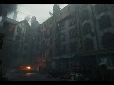 Victorian Decayed Alley Environment Game Ready Low-poly 3D model