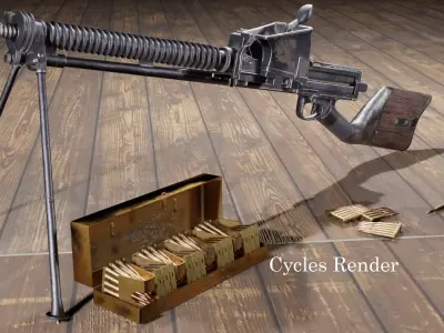 Type 11 Japanese light machine gun Low-poly 3D model