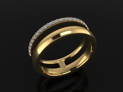 DOUBLE ROW STACK DIAMOND BAND RING SIZE 6 3D print model