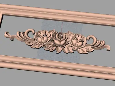 Furniture decorative flower 3D STL model for CNC carving E048 3D model