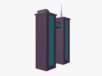 Cartoon skyscraper building 4 Low-poly 3D model
