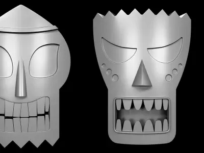 95 Tiki Face base and high Pack  Low-poly 3D model