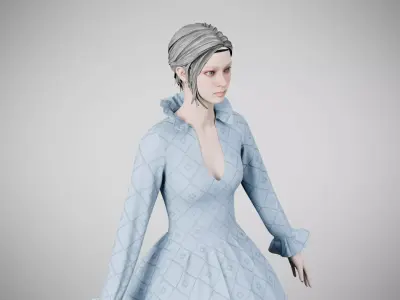 Dress 30 Light Blue Low-poly 3D model