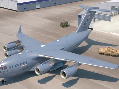  C 17 Globemaster III Tactical Transport Aircraft with M1A2 Abrams Tank 