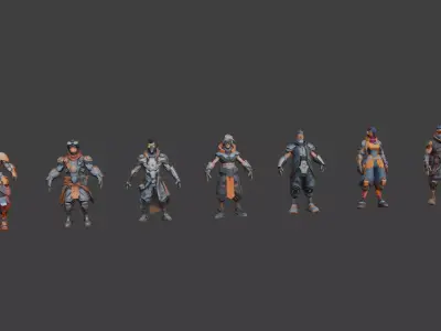 Cyberpunk Street Mercenaries LowPoly Low-poly 3D model