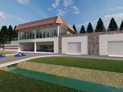 Go-Kart restaurant with outdoor seating 3D model