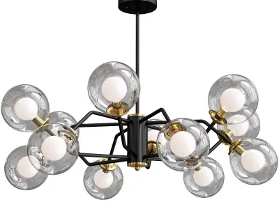 Chandelier Loft Molecule 12 Lamps 3D model