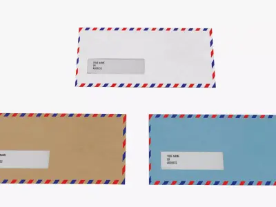 Air Mail Window Envelope Size DL Style WALLET 3D model
