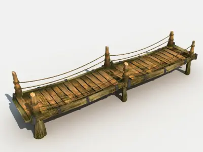Old Wooden Bridge 04 3D model