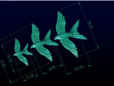 fly bird pendant 3D print model