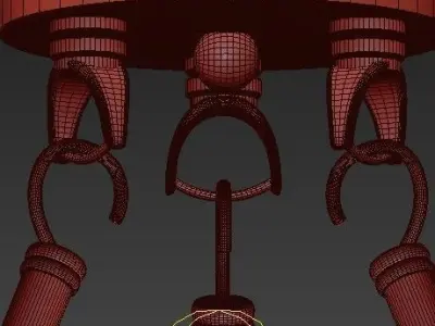 Conne 5 wrought iron candle chandelier 3D model