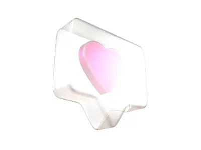 Socail Media Heart Bubble v1 010 Low-poly 3D model