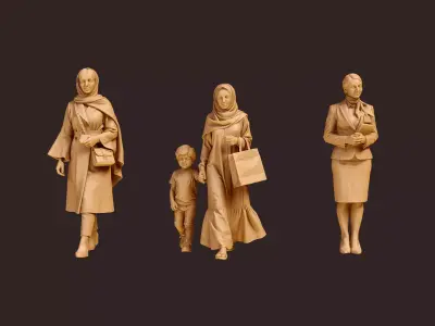 Dubai Indoor Mall Shoppers - 36 Architectural Figures 3D print model