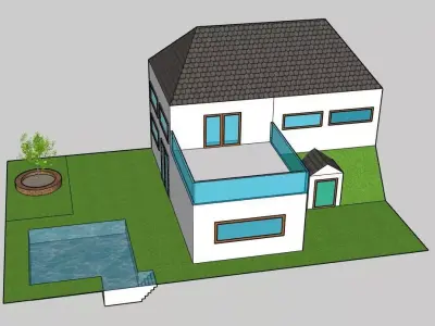 House with pool 3D model
