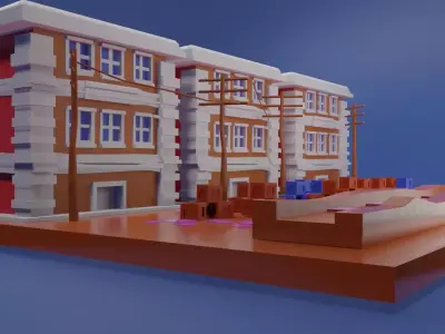 low poly house lego building Low-poly 3D model