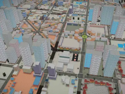 City Beach and Island Game Map Bundle Ready to use Low-poly 3D model