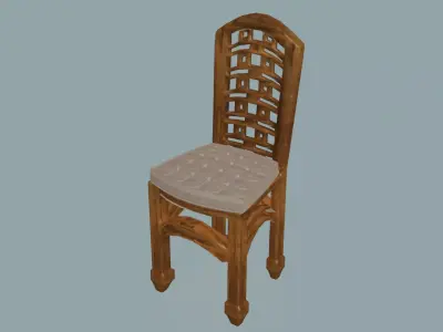 Elegant wooden dining chair 3D model