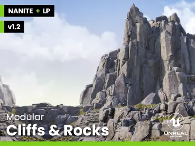 Modular Realistic Looking Cliffs and Rocks UE Low-poly 3D model