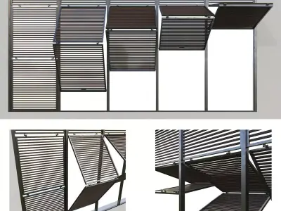 Shutters 7 slat wall design for windows and doors 3D model