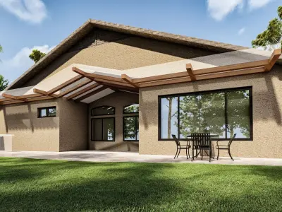 exterior home architecture building backyard 3D model
