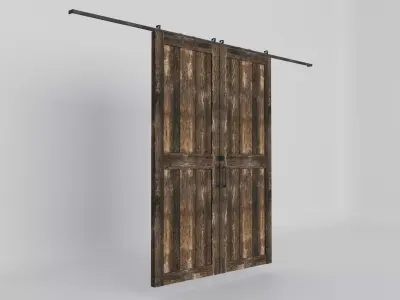 wooden sliding door 3D model
