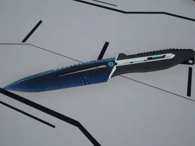 Scifi Combat Knife Damacus  Low-poly 3D model