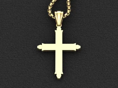 High Cross Pendant Light Gold 18K 3CP060 3D model