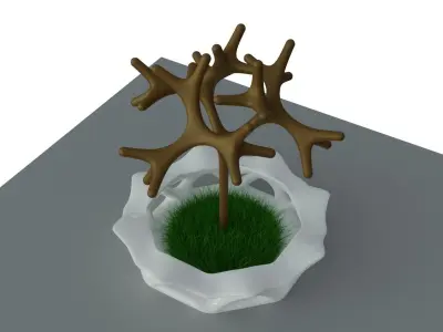 Organic Urban Seat and Tree Landscape 3D model