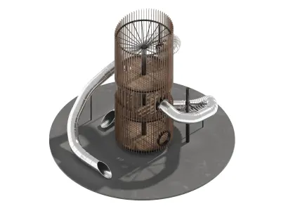 Playground 6 tower with pipe in middle 3D model