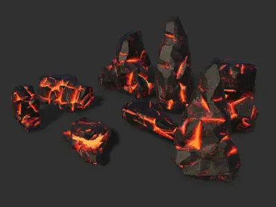 Mountain lave rocks - 3D Models PBR Pack 13 Low-poly 3D model