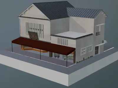 Traditional Japanese Sweets Shop with Residence 3D model