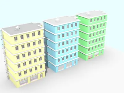 low poly apartment building Free low-poly 3D model