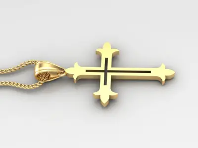 High Cross Pendant Light Gold 18K 4CP053 3D print model