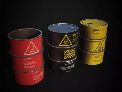 Low Poly Oil Barrel Pack AAA PBR Game Ready Unity  Unreal Low-poly 3D model