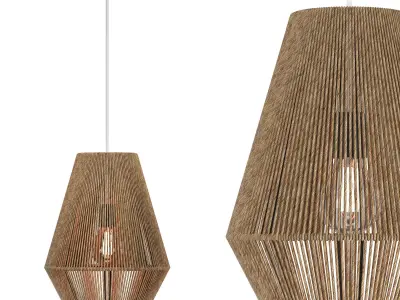Bowie 1 Light Large Pendant in Natural Jute 3D model