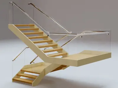 Stairs Set 06 - Stairs with 4 diferent designs Low-poly 3D model