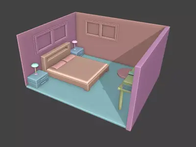Simple House - Blender 3D - Architectural Low-poly 3D model