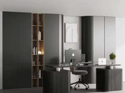 Workplace - office furniture 11 Low-poly 3D model