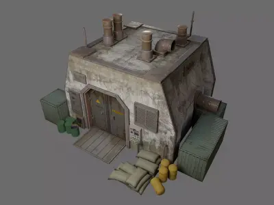 Post-Apocalyptic Bunker Low-poly 3D model