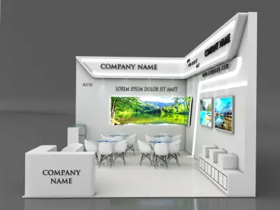 Booth Exhibition Stand Stall 5X7m Height 400 cm 2 Side Open 3D model