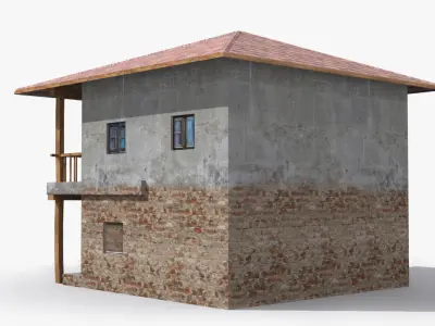 Slum e wooden house Low-poly 3D model