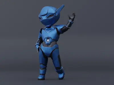Tiny Robot Rigged Low-poly 3D model