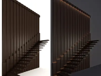 Staircase wooden with lighting 3D model