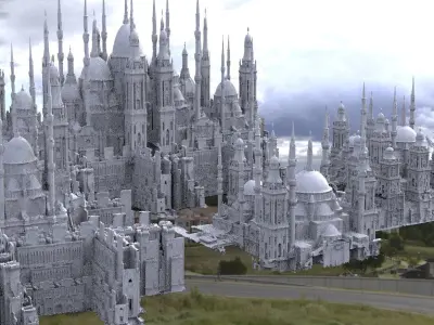 Fantasy City Gothic Architecture Kitbash  3D model