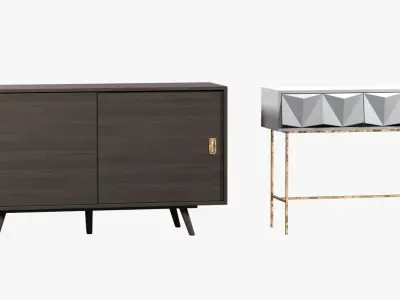 noir beth sideboard pale and west elm aculpted geo console in wh 3D model