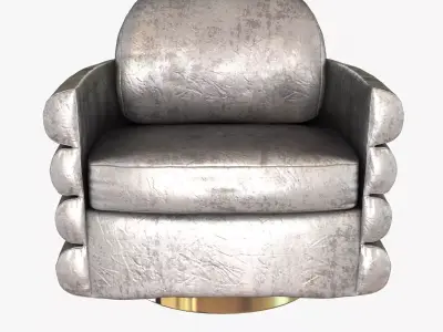 Milo Baughman Tilt and Swivel Chair in Platinum Velvet with Bras 3D model