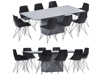 Vondom Faz Dining Table and Chair Low-poly 3D model