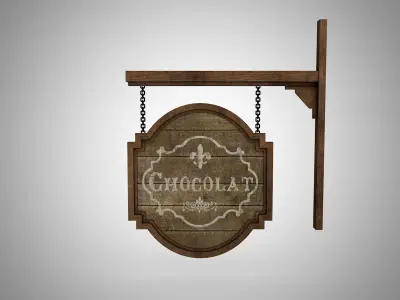 Old signboard Low-poly 3D model